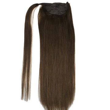 Ponytail 100% Remy Human Hair One Piece Extensions Medium Brown(#4) - FShine Shop